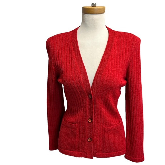 Adolfo New York Red Cardigan - Picture 1 of 7
